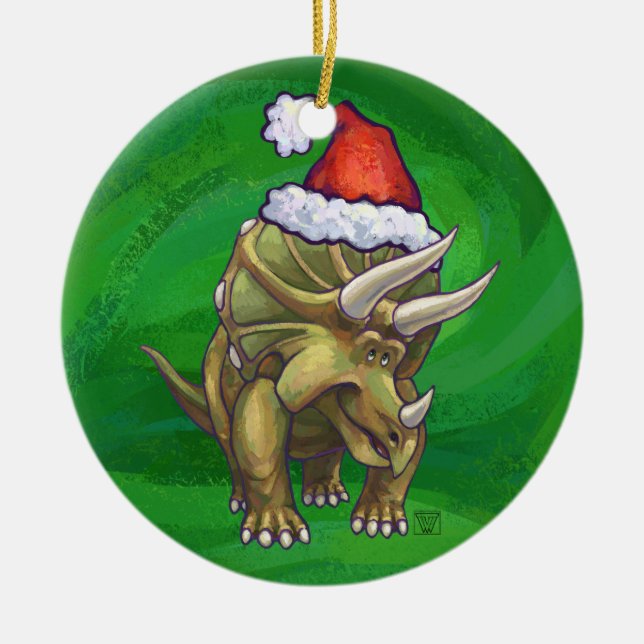 Grönten Triceratops jul Julgransprydnad Keramik (Framsidan)