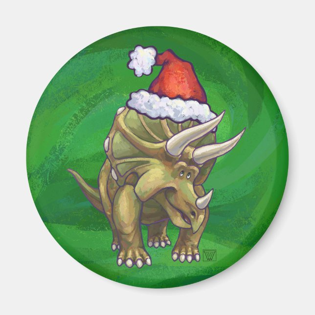 Grönten Triceratops jul Magnet (Framsidan)