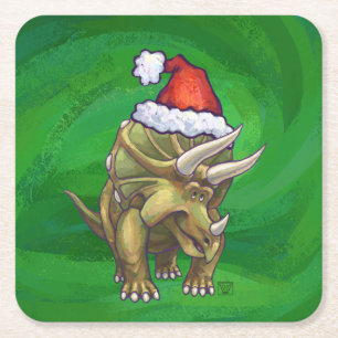Grönten Triceratops jul Underlägg Papper Kvadrat
