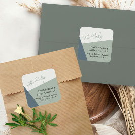 Grönten Tricolor för enkel Modern Oh Baby-skript S Fyrkantigt Klistermärke