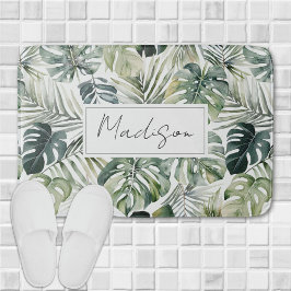 Grönten Tropical Forest Löv Mönster Badrumsmatta