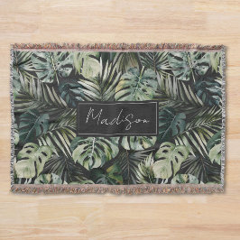 Grönten Tropical Forest Löv Mönster Filt