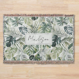 Grönten Tropical Forest Löv Mönster Filt