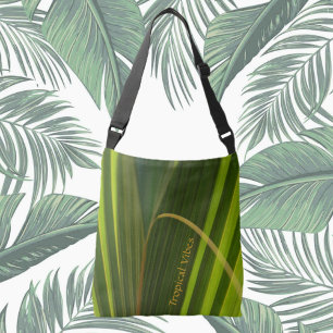 Grönten Tropical Handflatan Fronts Stripe Personli Axelväska