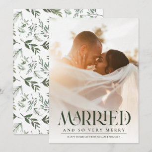 Grönten Typografi av gift Elegant - Julkort