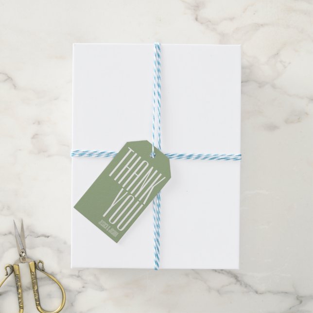 Grönten Ultra Modern, fetstilt Tack Typography Sag Presentetikett (Med Snöre)