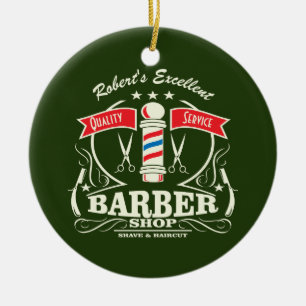 Grönten Utmärkt Barber Shop Stylist Shave Julgransprydnad Keramik