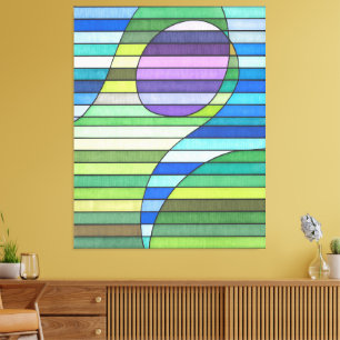 Grönten Vågar och Lila i stripe-Abstrakt Canvastryck