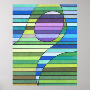 Grönten Vågar och Lila i stripe-Abstrakt Poster