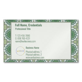 Grönten Vår Blommigt i Modern Logotyp Elegant Abst Magnetiska Visitkort