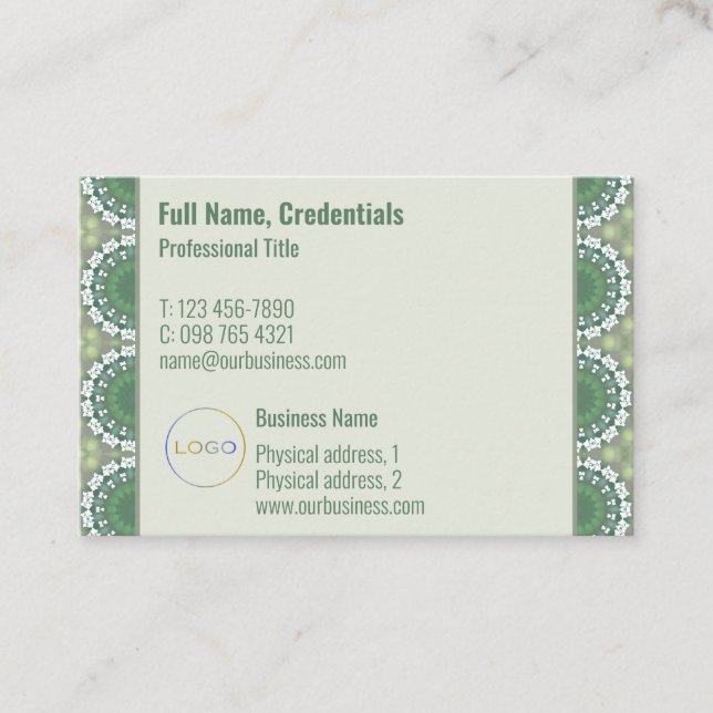 Grönten Vår Blommigt i Modern Logotyp Elegant Abst Visitkort (Framsida)