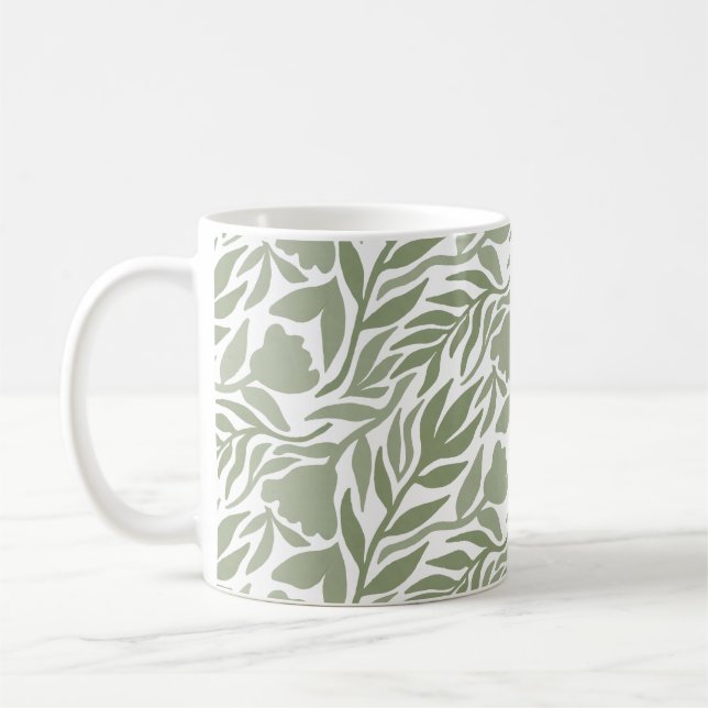 Grönten vild Flower Cascade White & Moss Kaffemugg (Vänster)