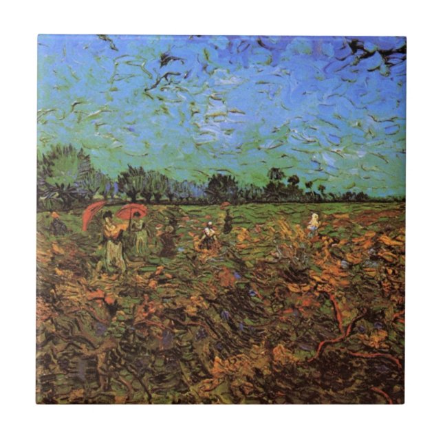 Grönten Vineyard av Vincent van Gogh Kakelplatta (Framsidan)