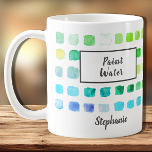 Grönten Watercolor Artist Namn Paint Vatten Kaffemugg