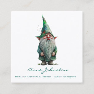 Grönten Watercolor Gnome Fyrkantigt Visitkort