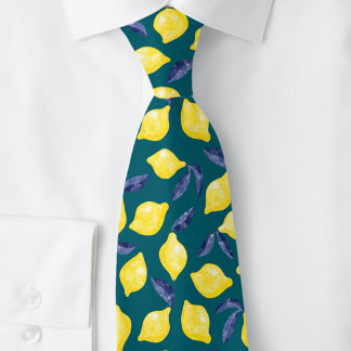 Grönten Watercolor Lemon Mönster Citrus Teal Slips