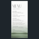 Grönten Watercolor Ombre Modern Bröllop Meny<br><div class="desc">Menykort för anpassade med vattenfärgad grönt och modern typografi. Anpassa genom att lägga till datum och måltider. Det här menykortet för grönt är perfekt för bröllop,  babyduschar,  möhippor,  födelsedagar och mycket annat.</div>