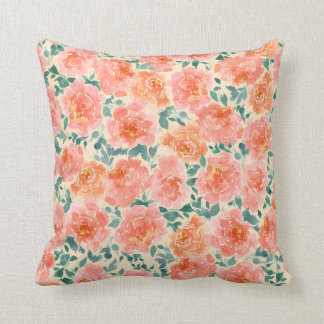 Grönten Watercolor Peony Peach Rosa Kudde