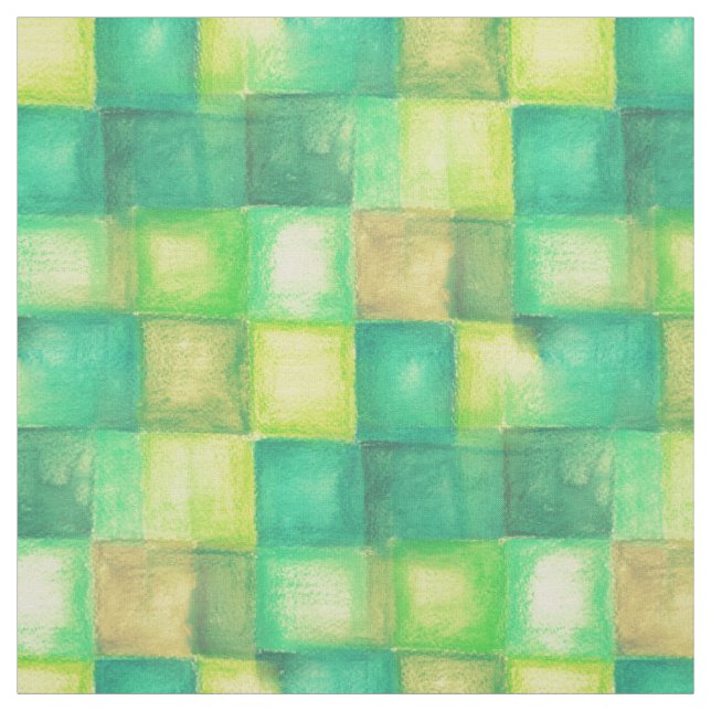 Grönten Watercolor Squares Mönster + dina idéer Tyg (Provkarta)