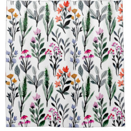 Grönten Wildblommor Watercolor white