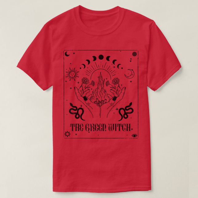 Grönten Witch, Earth Witch Celestial Boho Witch T Shirt (Design framsida)