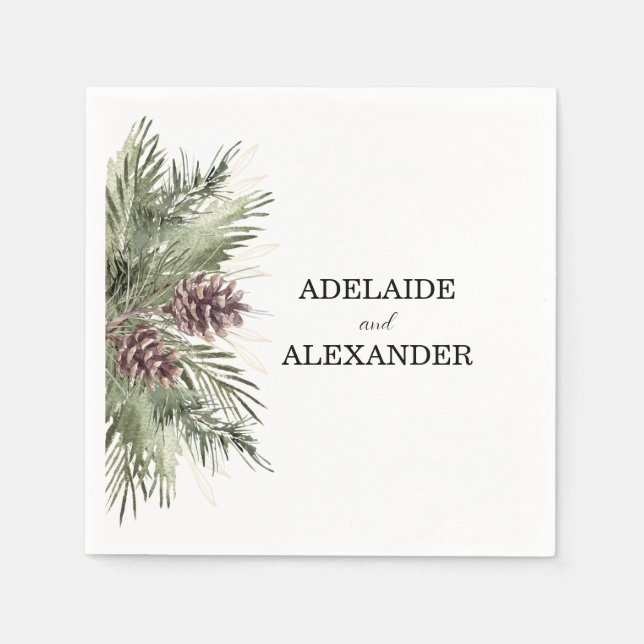 Grönten Woodland Forest Bröllop Pappersservett (Framsidan)