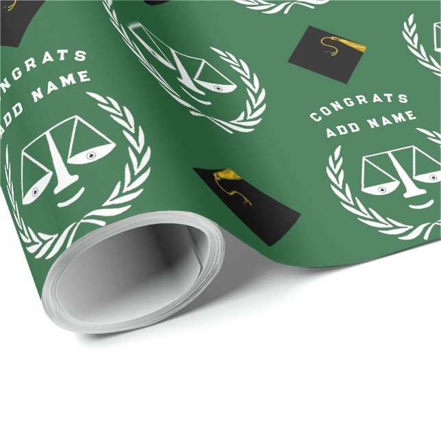 Grönten Wrapping Papper för Law School Studenten Presentpapper (Rullad Hörn)