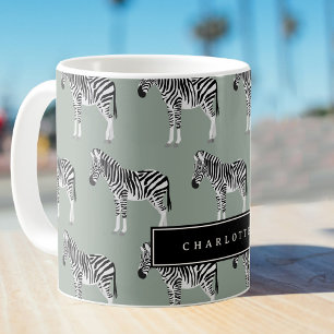 Grönten Zebra Exotic Animal Mönster Sage Kaffemugg
