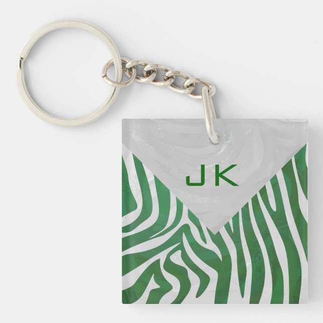 Grönten Zebra Monogram och vit utskrift (Framsidan)