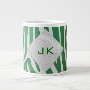 Grönten Zebra Monogram och vit utskrift Jumbo Mugg
