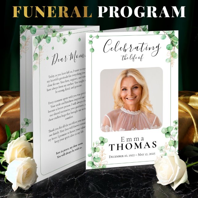 Gröntens allmänna program, serviceorder, Foto Reklamblad (Green Funeral Program ,Order of Service, Foto Flyer )