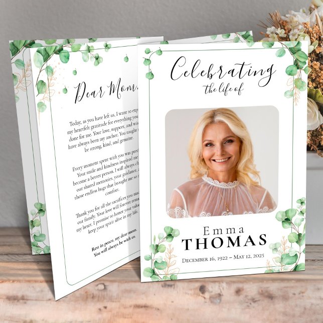 Gröntens allmänna program, serviceorder, Foto Reklamblad (Green Funeral Program ,Order of Service, Foto Flyer )