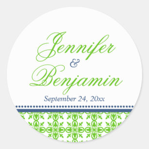 Gröntens anpassade namn för bröllopsetikett för di runt klistermärke