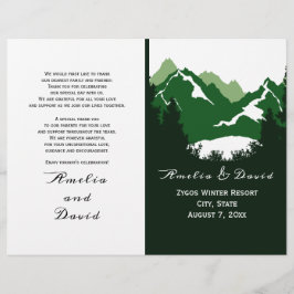 Gröntens berg och konifes vikt bröllopsprogram