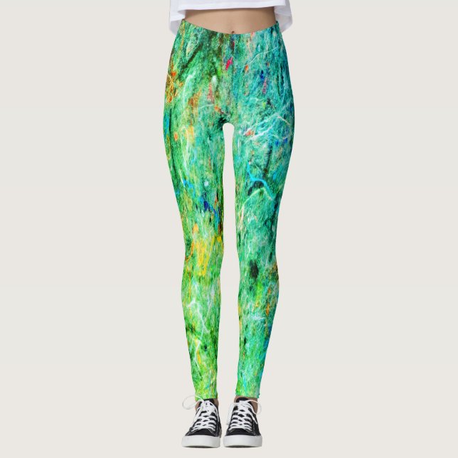 gröntens blå sprejfärg coola Leggings (Framsida)