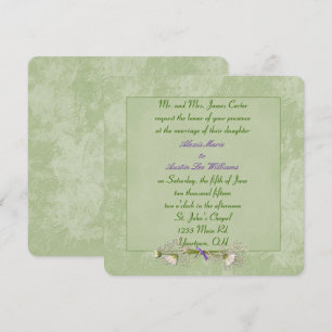 Gröntens Blommigt Embossed Wedding-inbjudan Inbjudningar