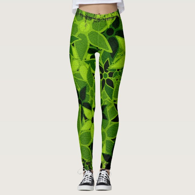 Gröntens Blommigt Leggings (Framsida)