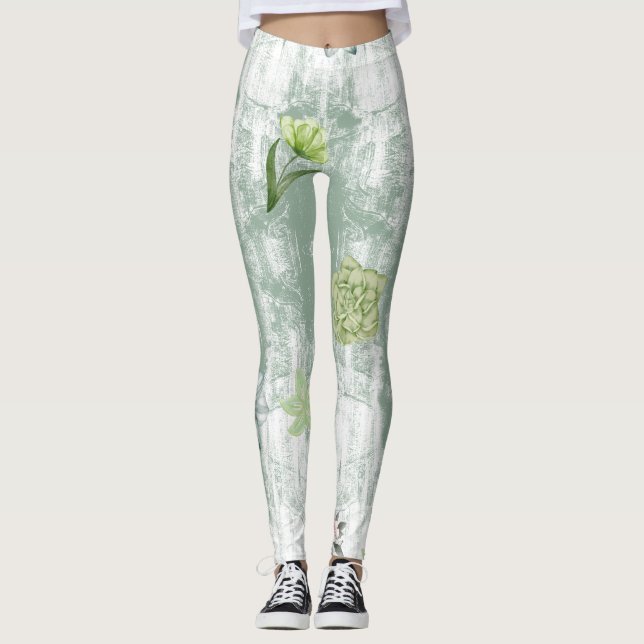 Gröntens Blommigt Leggings (Framsida)