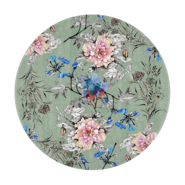 Gröntens Blommigt vattenfärg Mönster i bakgrunden. (Framsidan)