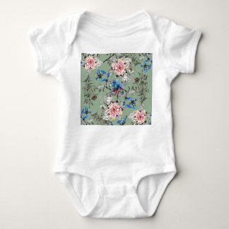 Gröntens Blommigt vattenfärg Mönster i bakgrunden. T Shirt