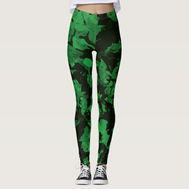 Gröntens blomsterpressar leggings (Framsida)