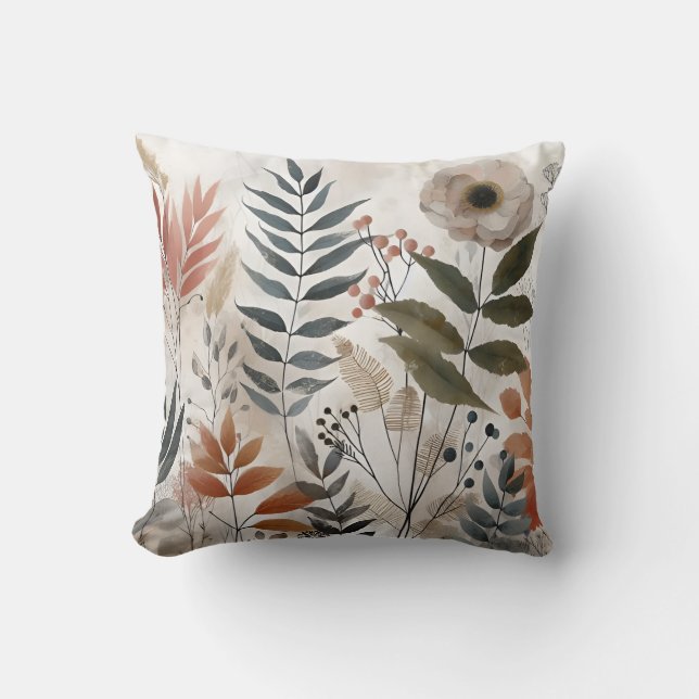 Gröntens botaniska Abstrakters Blommigt inspiratio Kudde (Framsida)