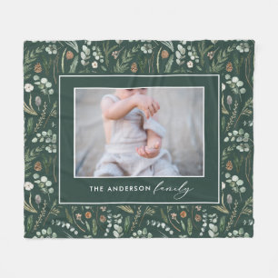 Gröntens botaniska elegant, modern familjefoto fleecefilt