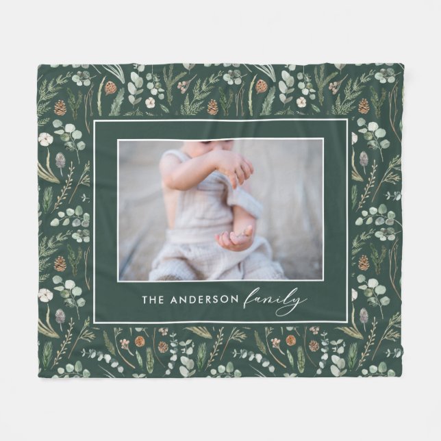 Gröntens botaniska elegant, modern familjefoto fleecefilt (Framsidan (Horisontell))