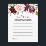 Gröntens  buffertlista för Burgundy-Blommigt Vykort<br><div class="desc">De här  burgundiska blommigtens bucketkort är perfektens aktivitet för en rustisk bröllopsmottagning eller möhippa. Utformningen har grönt i elegant,  ,  lila,  rött och burgundt,  handritade blomketter,  inspirerande naturskönhet. Bucket List-skylten säljs separat.</div>