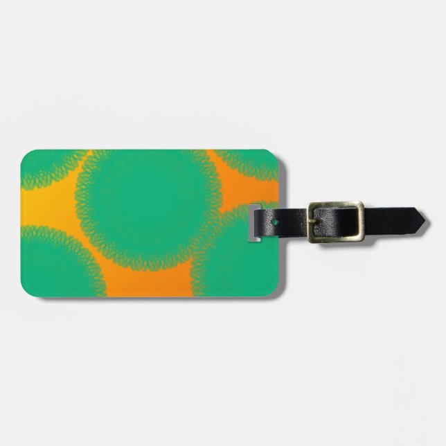 gröntens cirkel i gulaktig orange bagagebricka (Horisontell Framsida)