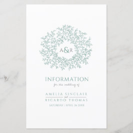Gröntens cirkel med gästinformation om löv bröllop