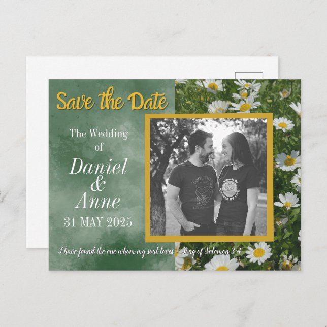 Gröntens Daisy Christian Spara datumvykortet Meddelande Vykort (Fram/baksida)