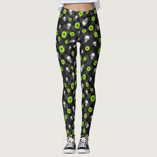 Gröntens Döskallar och solrosseriens design 10 Leggings (Framsida)