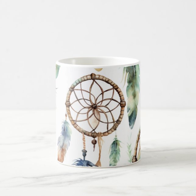 Gröntens dröm catcher vattenfärg kaffemugg (Center)